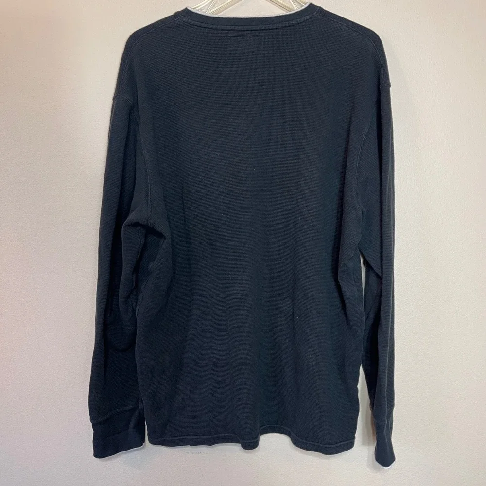 Polo Ralph Lauren Mens‎ Thermal V Neck Long Sleeve Shirt Black Henley Waffle XL